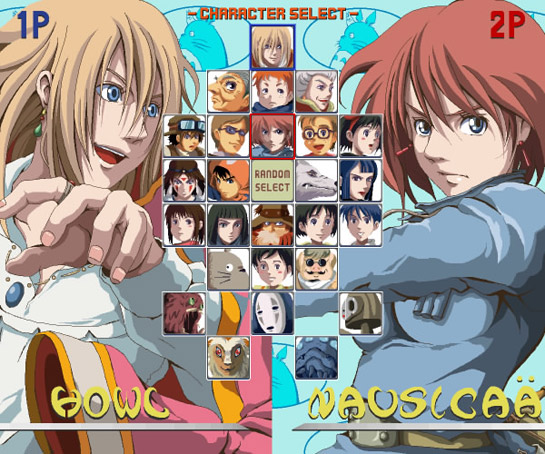 mock Studio Ghibli fighting game character select screen